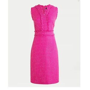J.Crew Women's Pink Sleeveless Shift Tweed Dress, Size 0, V-neck